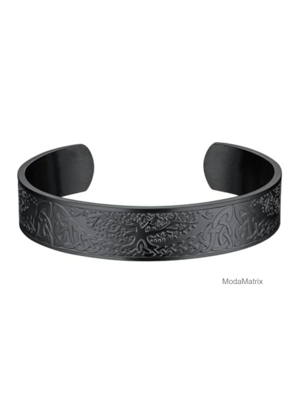 Stainless Steel Viking Cuff Bracelet Celtic Knot Rune Bangle Adjustable Unisex